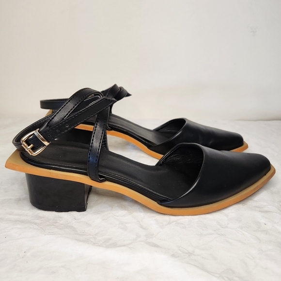 Black Leather Slingback Mules - Picture 3 of 16